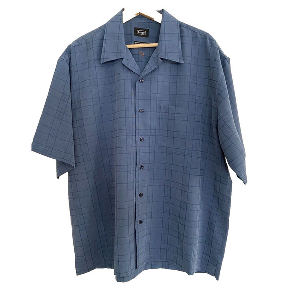 Haager Perfomance wear -Blue button down short sleeve over pants shirt men Large - Picture 2 of 6